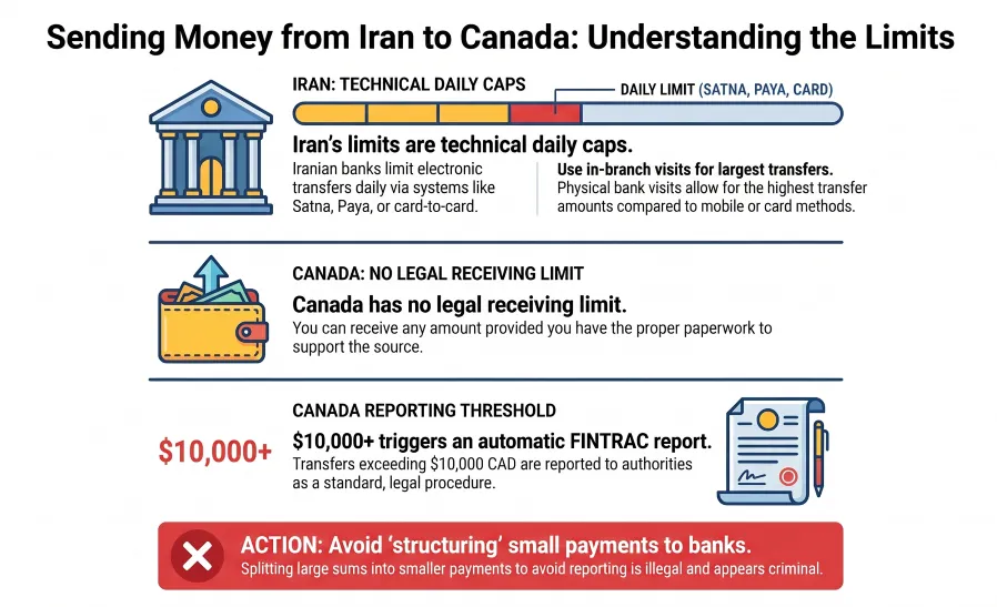 How to Send Money from Iran to Canada (2026 Secure Guide) 6 Iran Canada Money Tansfer Limits