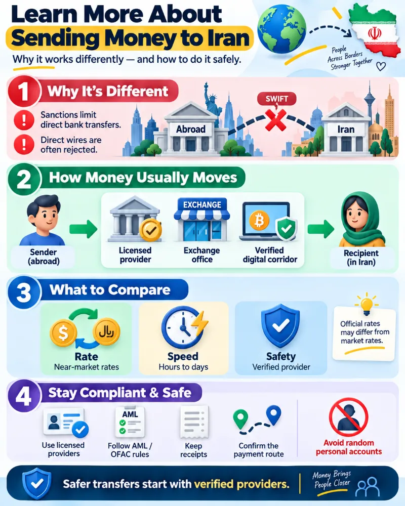 5 Secure Ways to Send Money to Iran: 2026 Guide 2 An image Learn More About Send Money to Iran